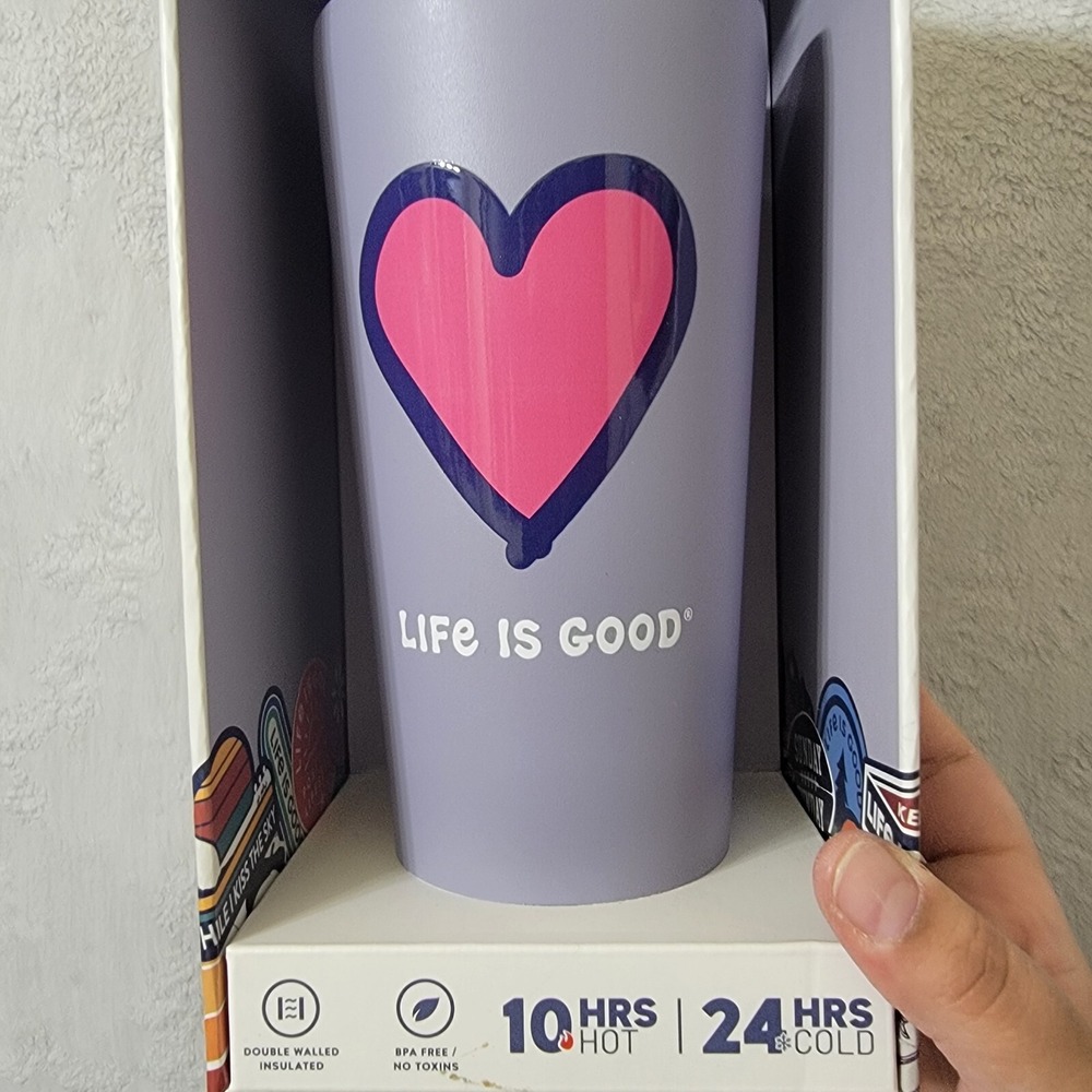 HEART Life is Good Grande 25oz‎ Insulated Stainless Steel Tumbler Cup Lilac Haze